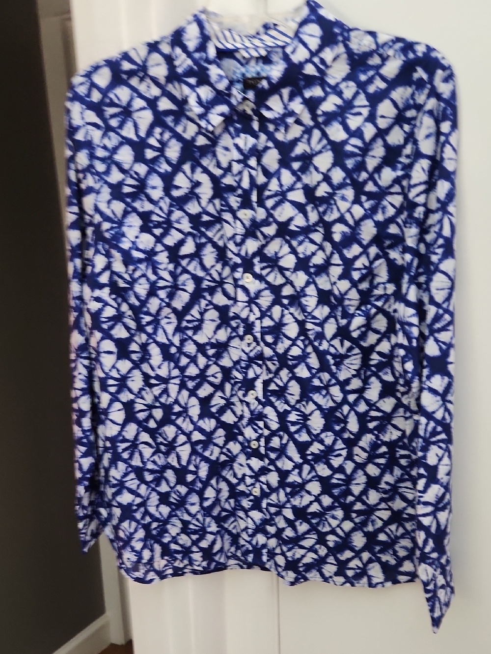 Talbots Blue and White Tie-Dye Blouse